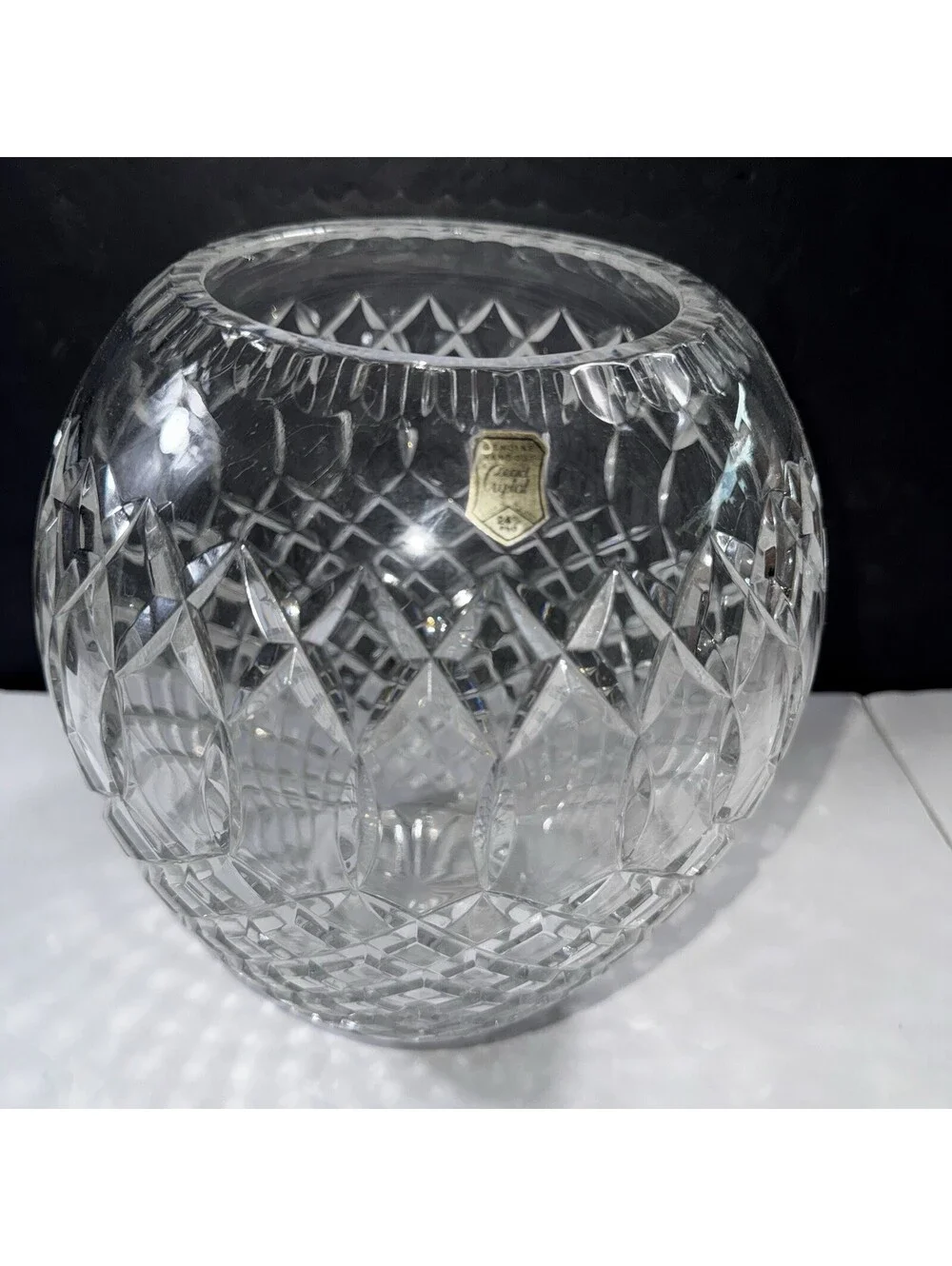 Vtg Polish Lead Crystal Vase Hand Cut Heavy Cut Glass Poland Starburst Base